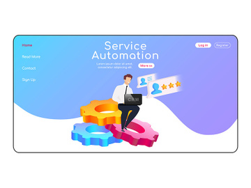 Service automation landing page flat color vector template preview picture