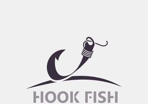 Hook Fishing logo simple and modern vintage rustic vector design style template illustration