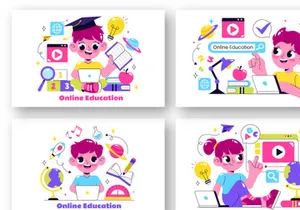 10 Online Education for Kids Illustration