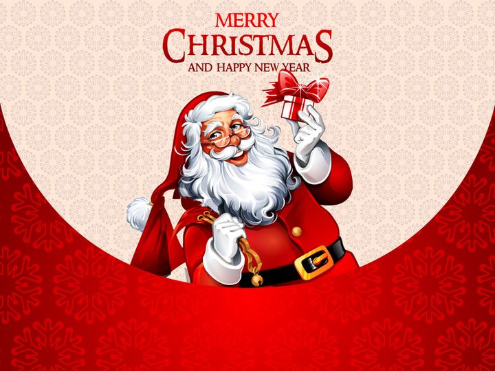 ChristmasVector Illustration of Santa Claus carrying sack full of gifts