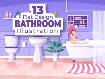 13 Modern Bathroom Furniture Interior Illustration preview picture