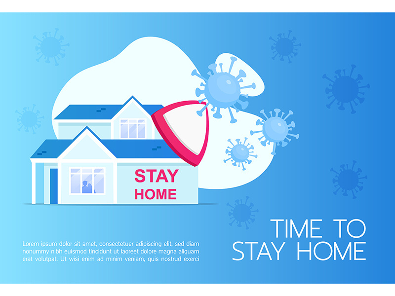 Time to stay home banner flat vector template