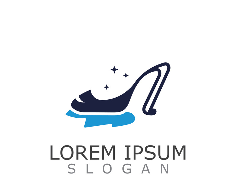 Women shoes logo design High heel fashion shop icon vector for business store