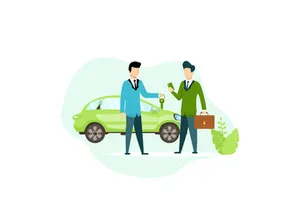 Car Saleman flat design concept