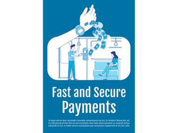 Fast and secure payments poster flat silhouette vector template preview picture