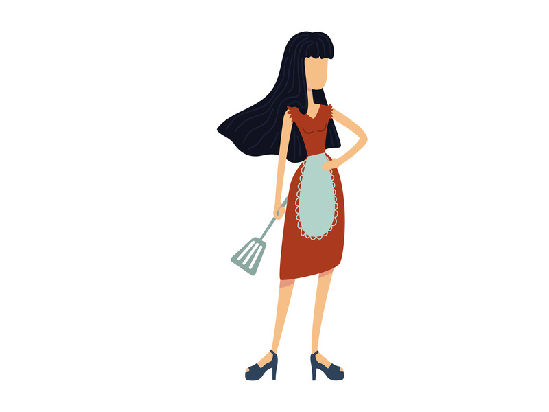 Confident housewife flat cartoon vector illustration