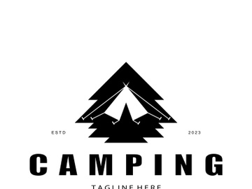 vintage and retro tent logo, camping. With tent, tree and bonfire sign. adventurers, scouts, climbers, camping equipment center preview picture