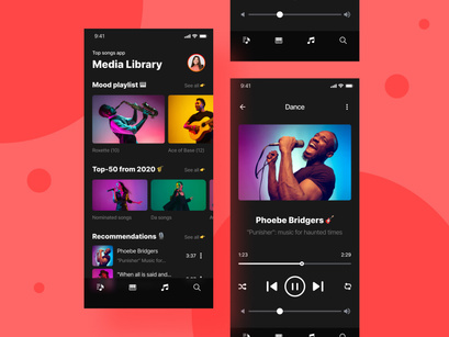 Album song mobile app UI kit.