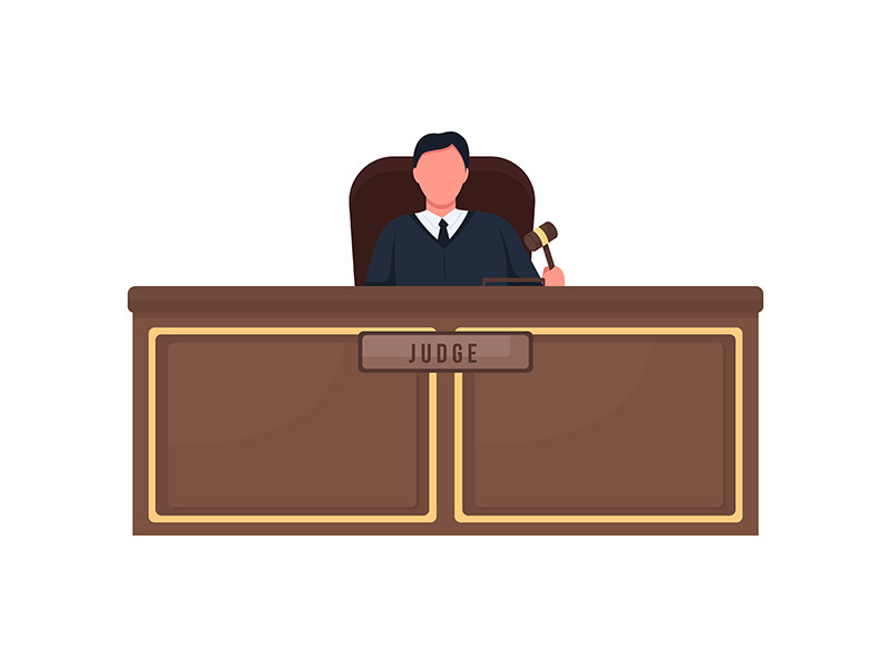 Court judge flat color vector faceless character