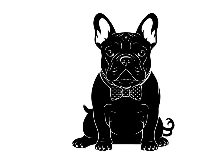 Silhouette of a french bulldog with bowtie silhouette