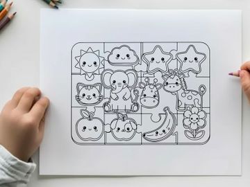 Cute baby animals and fruits flat design vector illustration preview picture