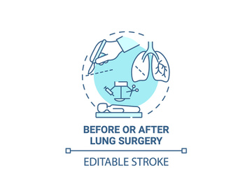 Before and after lung surgery blue concept icon preview picture