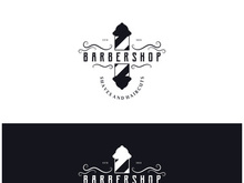 Barbershop logo vintage, retro, haircut, shaving, with scissors, shaving pole, comb, razor. for business, emblems, labels, barber shops, badges.