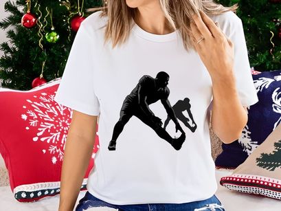 Black silhouette of two football players in action