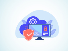 Cloud computing security design concept. Online security and data protection. Vector illustration