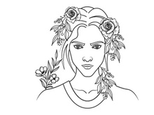 Line Art Flower Drawing Women