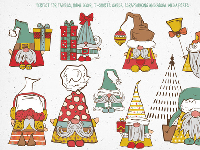 Cute Christmas Gnomes Vector Illustrations
