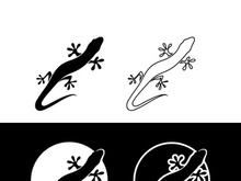 Lizard Chameleon Gecko Silhouette black vector