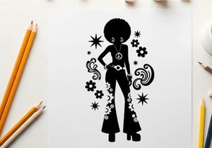 Retro silhouette of a woman with an afro hairstyle