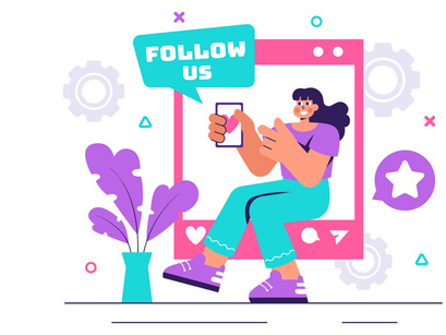 11 Follow Us and Like Illustration