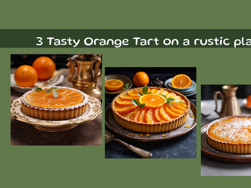 Tasty Orange Tart on a rustic plate