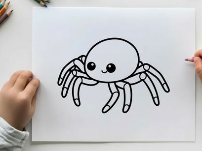 Cute spider smiling flat design vector illustration
