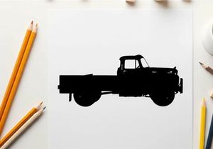 Silhouette of a classic old truck on a white background