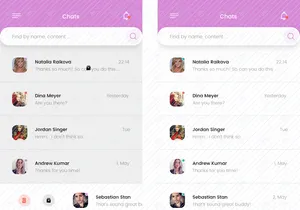 Chat and Undo actions screens for Soical app