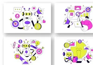 10 AI Marketing Vector Illustration