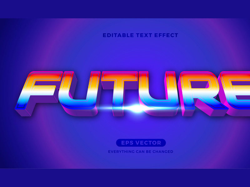 Future editable text effect style vector