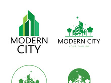 modern city, advanced city logo, environmentally friendly, advanced technology, future buildings