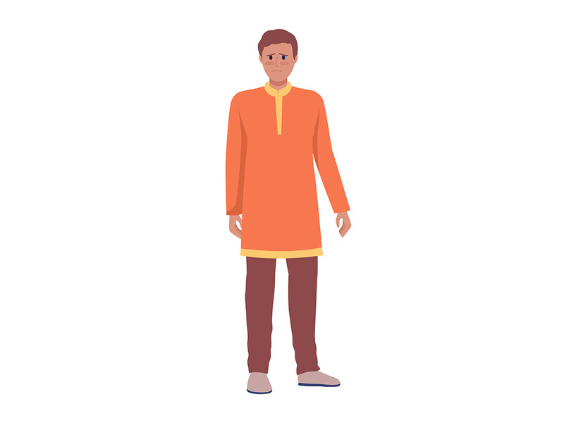Male war victim waiting for evacuation color vector character