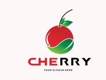 Cherry Fruit logo, Red Colored plant vector illustration, Fruit Shop Design, Company, Sticker, Product Brand