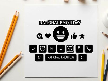 national emoji day celebration flat design vector illustration