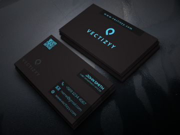 Black and Blue Corporate Business Card Design Template preview picture