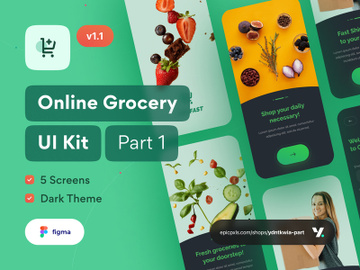 Grofast - Online Grocery App UI Kit Dark Theme Part 1 preview picture