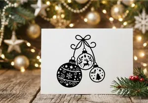 Christmas ornaments hanging with festive holiday decorations