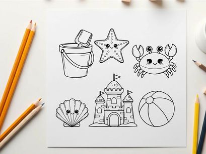 Cute sea creatures and castle vector illustration flat design