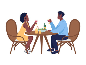 Couple on romantic dinner semi flat color vector characters preview picture