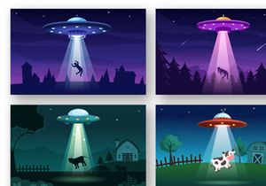 14 UFO Flying Spaceship Illustration