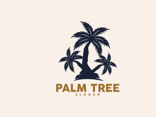 Palm Tree Logo, Beach Vector, Summer Design