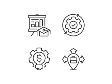 Improvement business process pixel perfect linear icons set preview picture