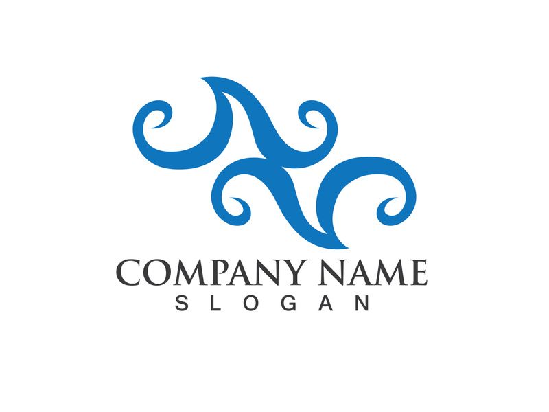 Blue water wave logo design template