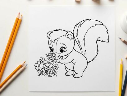 Cute bear holding flowers vector illustration flat design