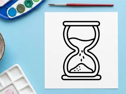 Jam pasir dengan pasir yang hampir habis di latar belakang putih. Simbol manajemen waktu minimalis untuk tenggat waktu dan produktivitas.