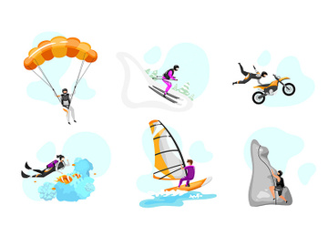 Extreme sport flat vector illustrations set preview picture