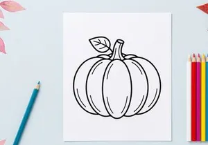 Pumpkin with leaf, autumn harvest symbol. Seasonal vegetable for cooking and decoration.