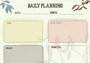 Printable note work daily or study planner for productivity