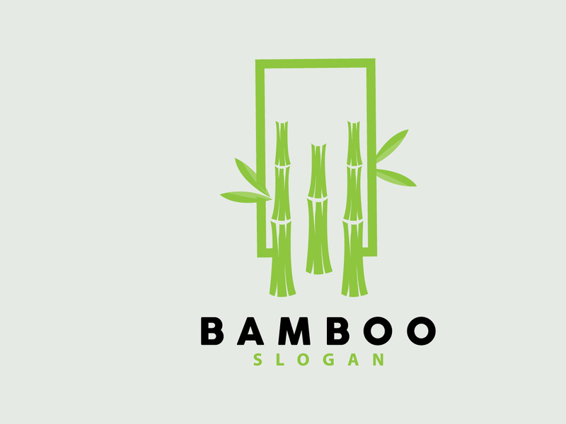 Bamboo Logo, Green Plants Vector, Simple Minimalist Design