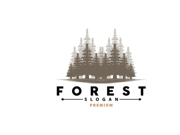 Forest Logo, Vector Forest Wood With Pine Trees Design preview picture
